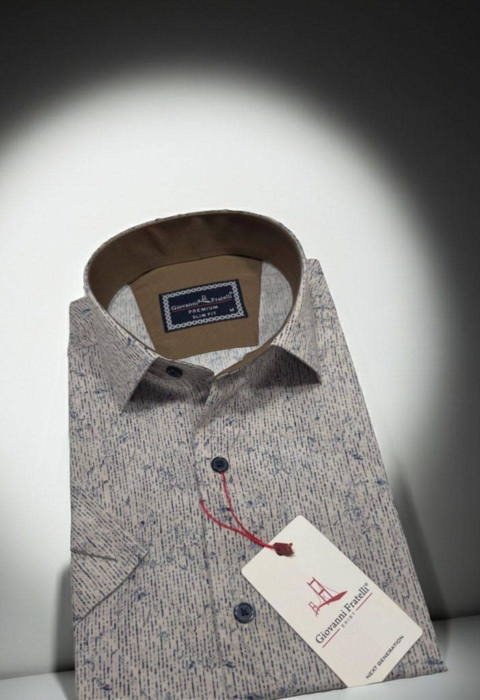 Slim Fit Kısa Kol Desenli Sıcak Baskı Erkek Gömlek 3GMK321154002