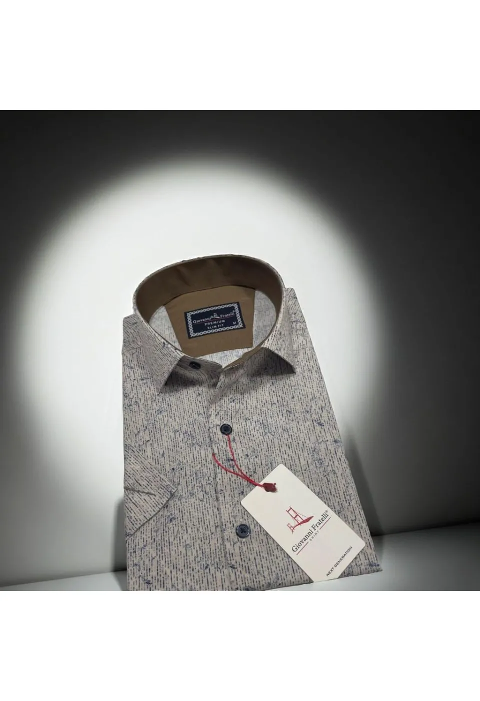 Slim Fit Kısa Kol Desenli Sıcak Baskı Erkek Gömlek 3GMK321154002 - Giovanni Fratelli