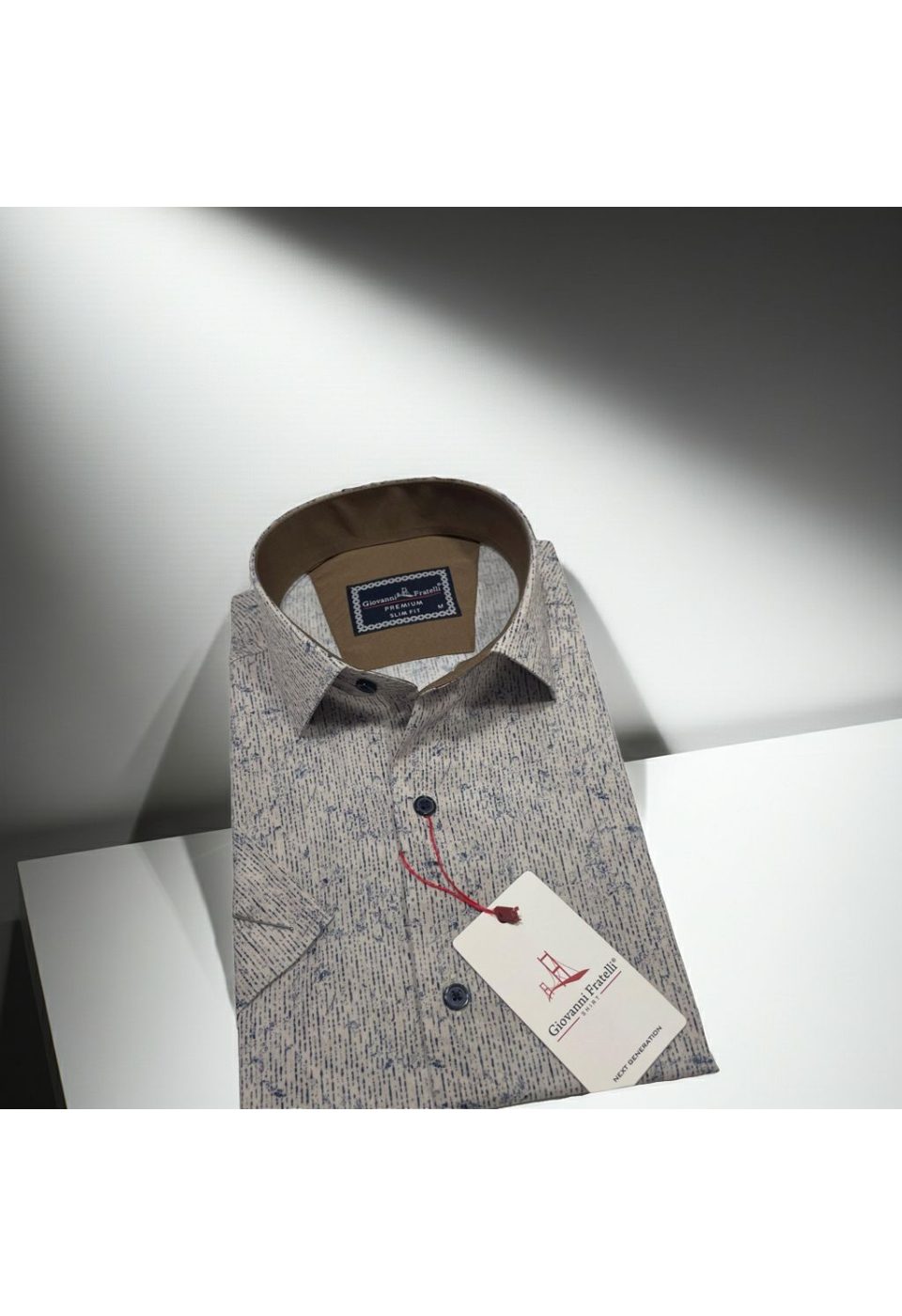 Slim Fit Kısa Kol Desenli Sıcak Baskı Erkek Gömlek 3GMK321154002 - Giovanni Fratelli