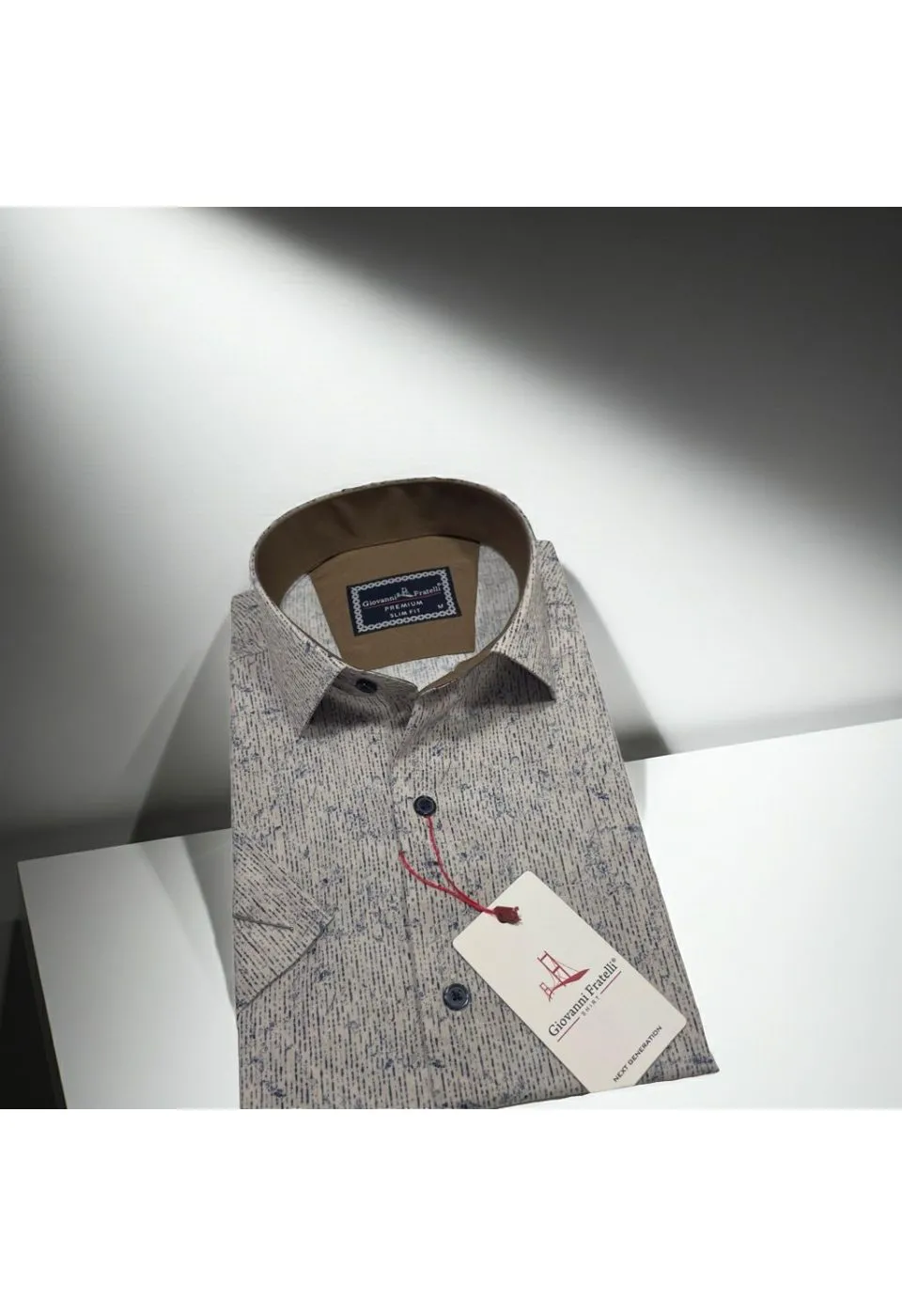 Slim Fit Kısa Kol Desenli Sıcak Baskı Erkek Gömlek 3GMK321154002 - Giovanni Fratelli
