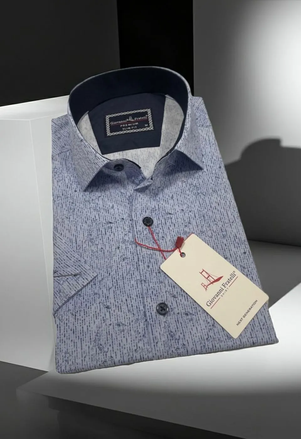 Slim Fit Kısa Kol Desenli Sıcak Baskı Erkek Gömlek 3GMK321154003