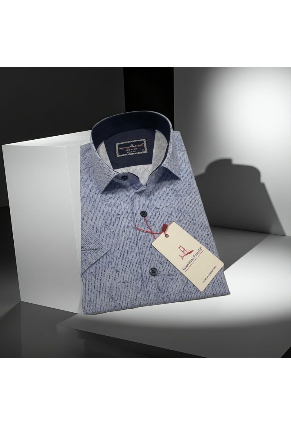 Slim Fit Kısa Kol Desenli Sıcak Baskı Erkek Gömlek 3GMK321154003 - Giovanni Fratelli