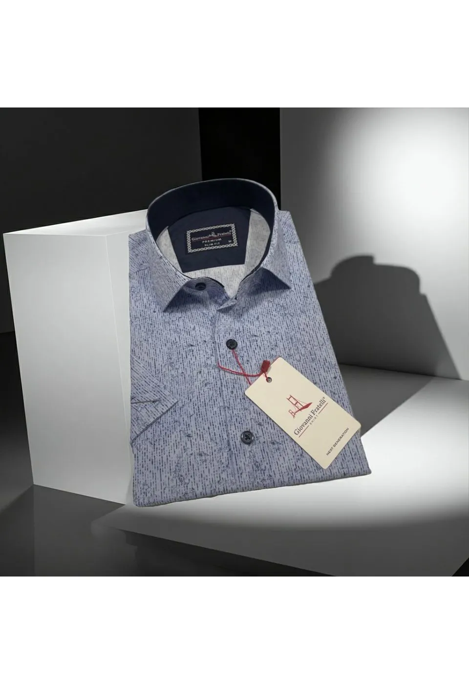 Slim Fit Kısa Kol Desenli Sıcak Baskı Erkek Gömlek 3GMK321154003 - Giovanni Fratelli