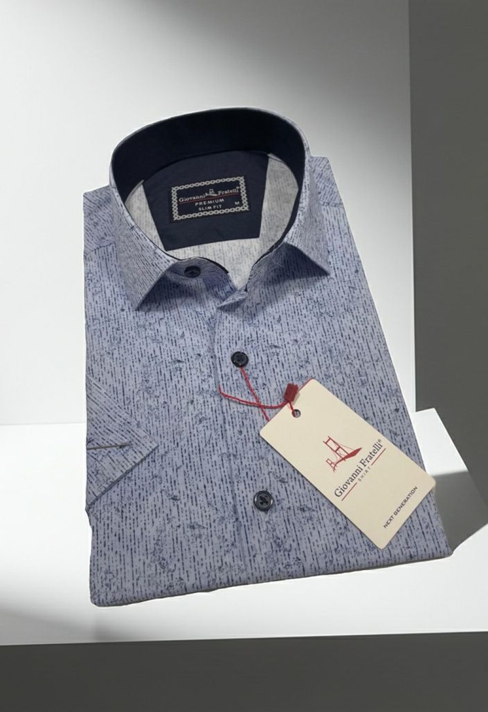 Slim Fit Kısa Kol Desenli Sıcak Baskı Erkek Gömlek 3GMK321154003