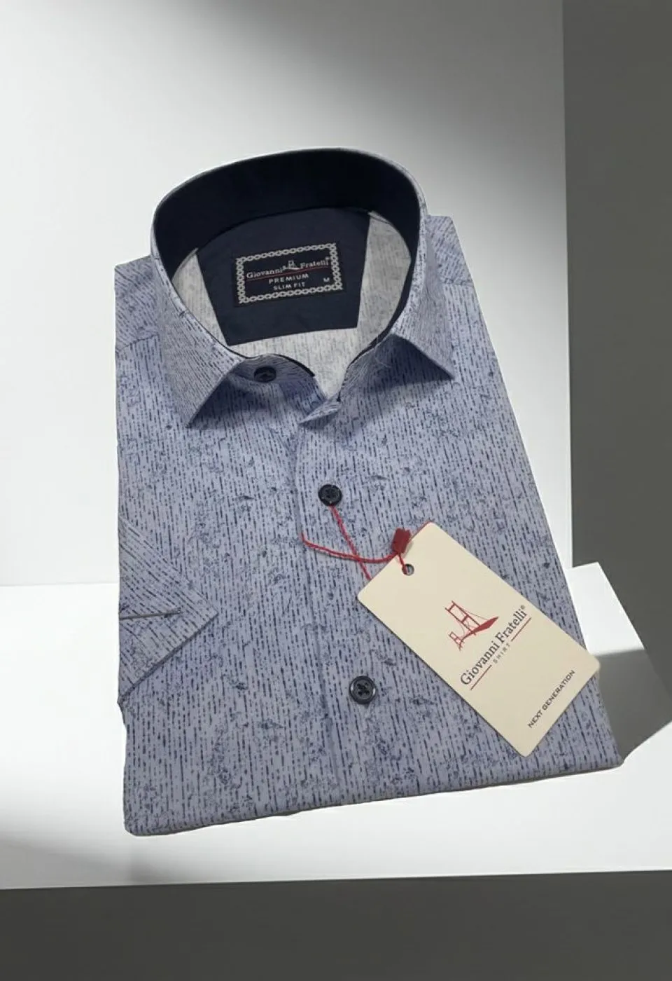 Slim Fit Kısa Kol Desenli Sıcak Baskı Erkek Gömlek 3GMK321154003