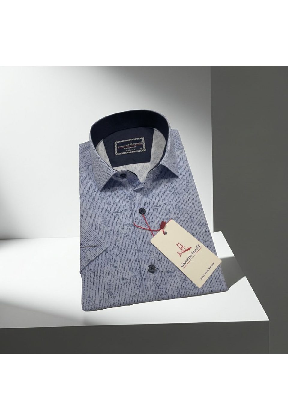 Slim Fit Kısa Kol Desenli Sıcak Baskı Erkek Gömlek 3GMK321154003 - Giovanni Fratelli