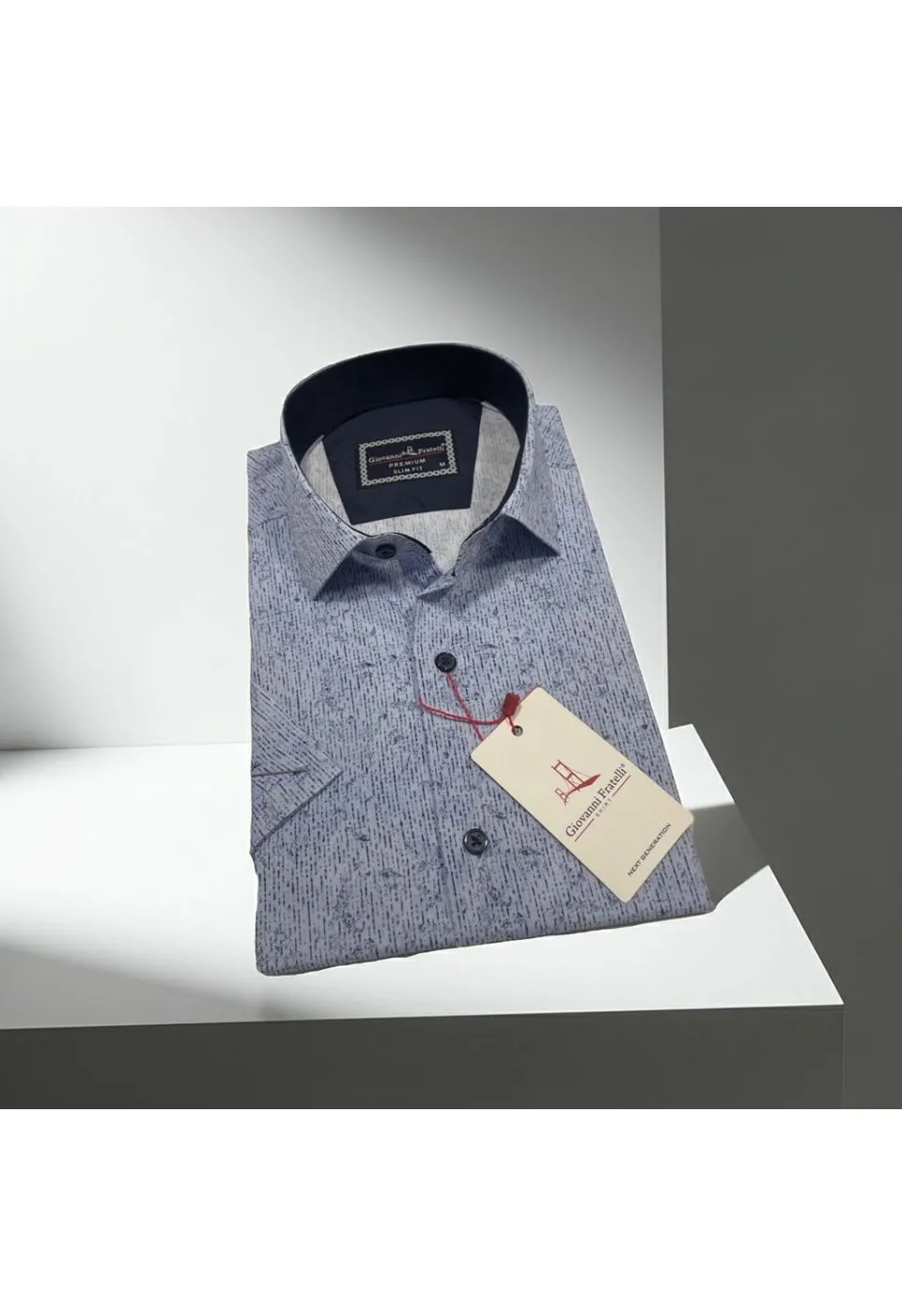 Slim Fit Kısa Kol Desenli Sıcak Baskı Erkek Gömlek 3GMK321154003 - Giovanni Fratelli