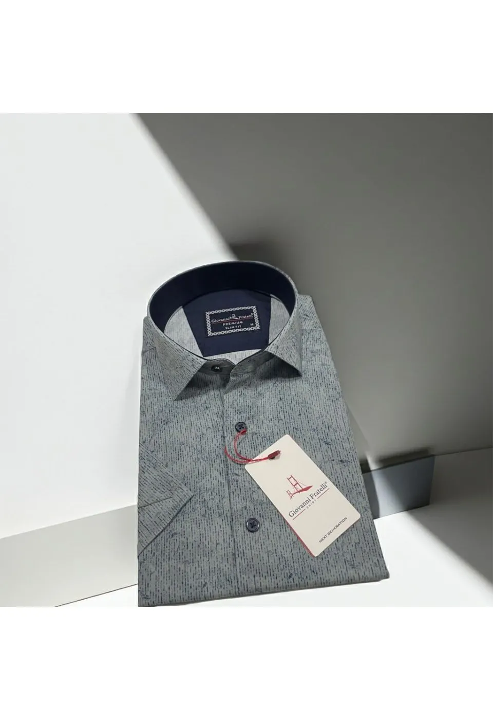 Slim Fit Kısa Kol Desenli Sıcak Baskı Erkek Gömlek 3GMK321154004 - Giovanni Fratelli