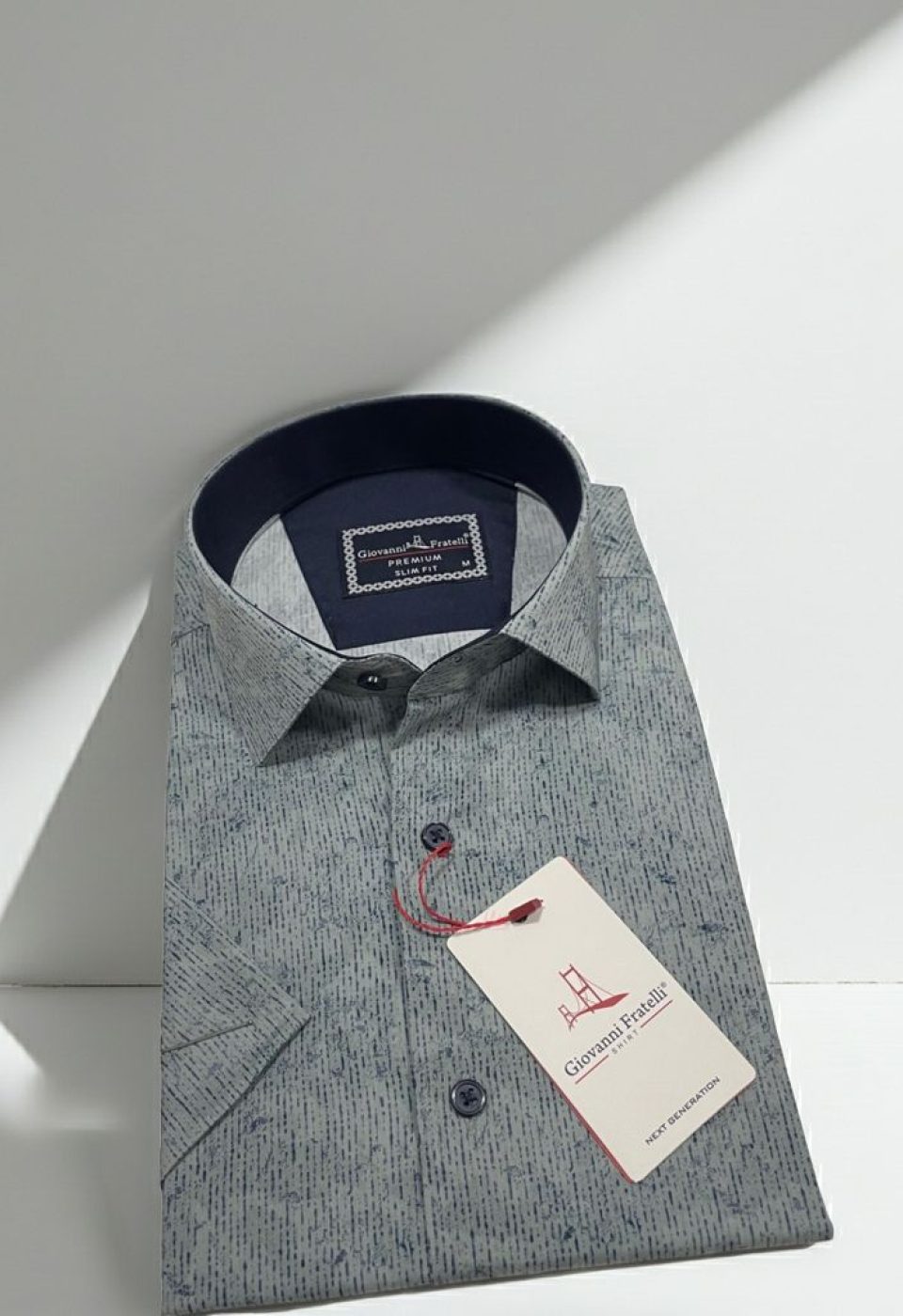 Slim Fit Kısa Kol Desenli Sıcak Baskı Erkek Gömlek 3GMK321154004