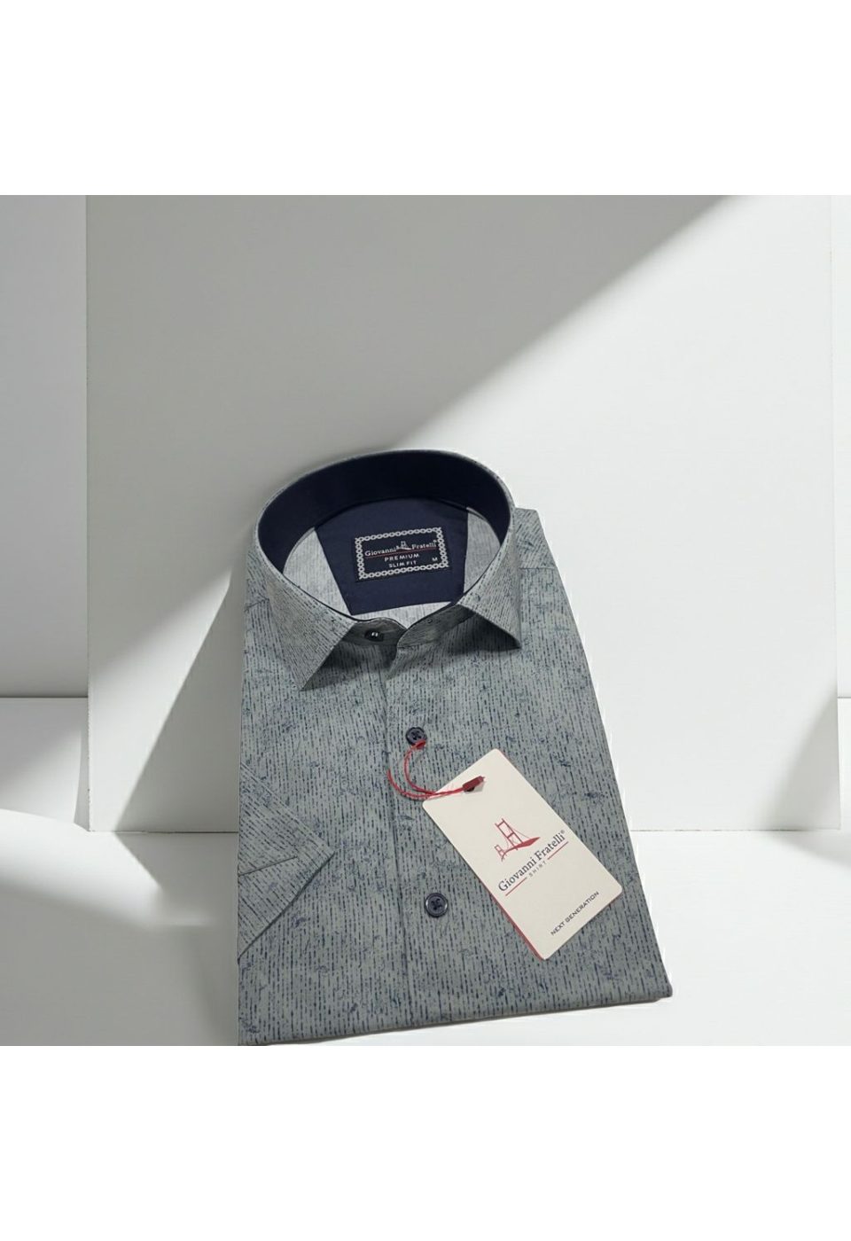 Slim Fit Kısa Kol Desenli Sıcak Baskı Erkek Gömlek 3GMK321154004 - Giovanni Fratelli