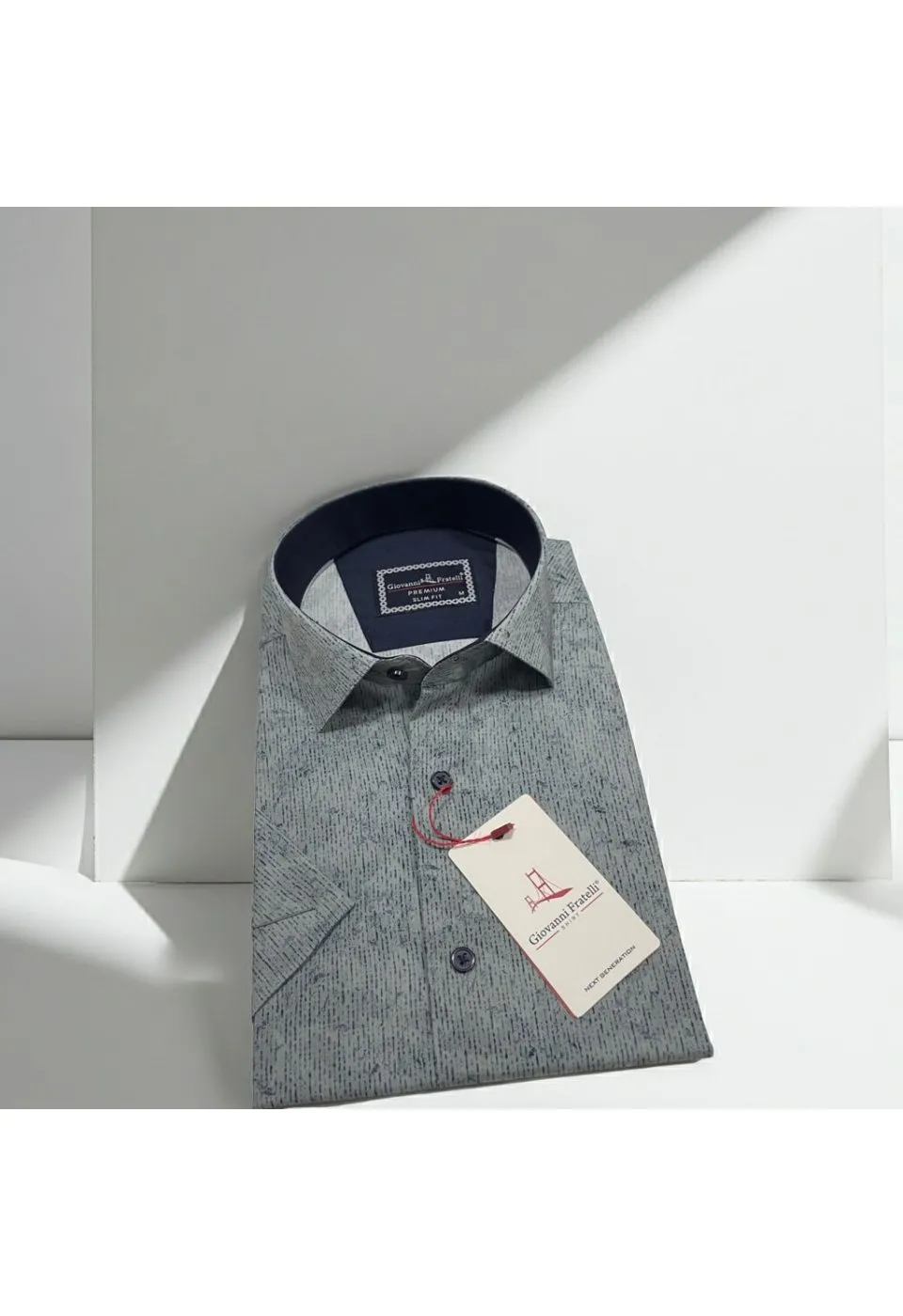 Slim Fit Kısa Kol Desenli Sıcak Baskı Erkek Gömlek 3GMK321154004 - Giovanni Fratelli