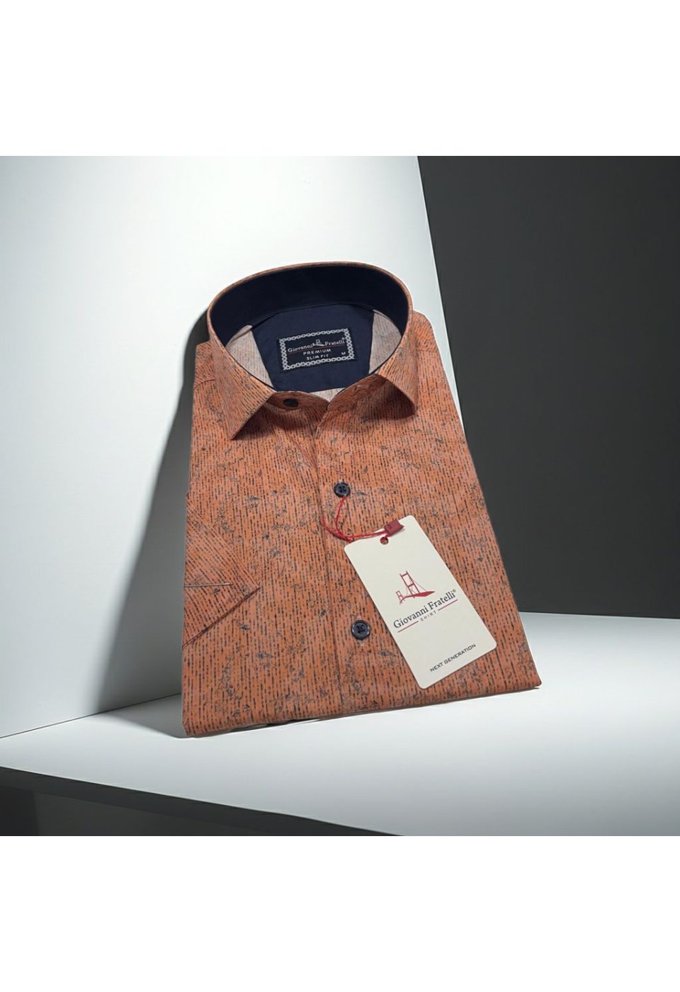 Slim Fit Kısa Kol Desenli Sıcak Baskı Erkek Gömlek 3GMK321154005 - Giovanni Fratelli
