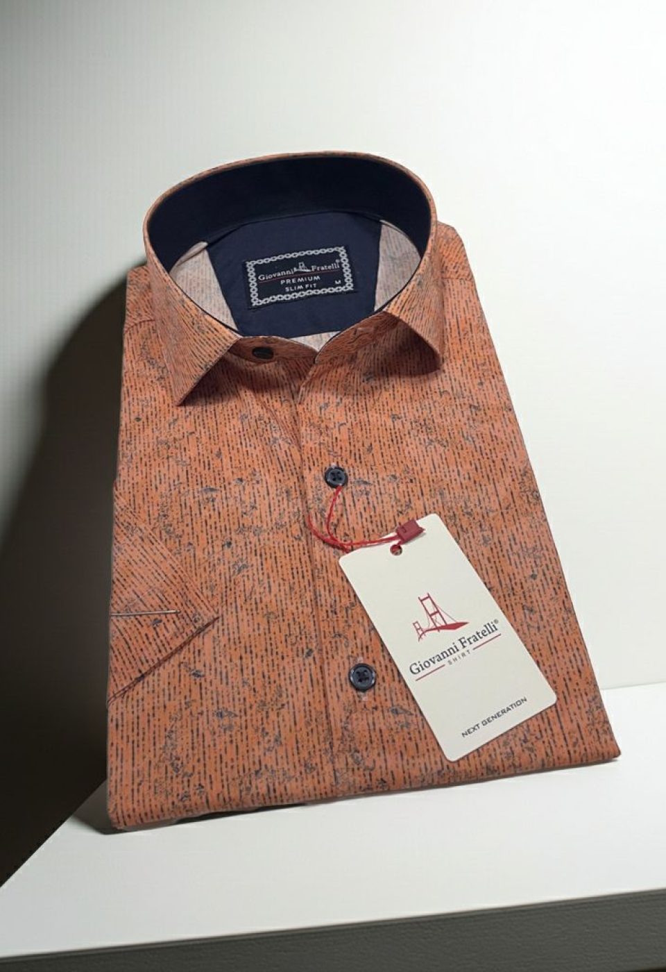 Slim Fit Kısa Kol Desenli Sıcak Baskı Erkek Gömlek 3GMK321154005