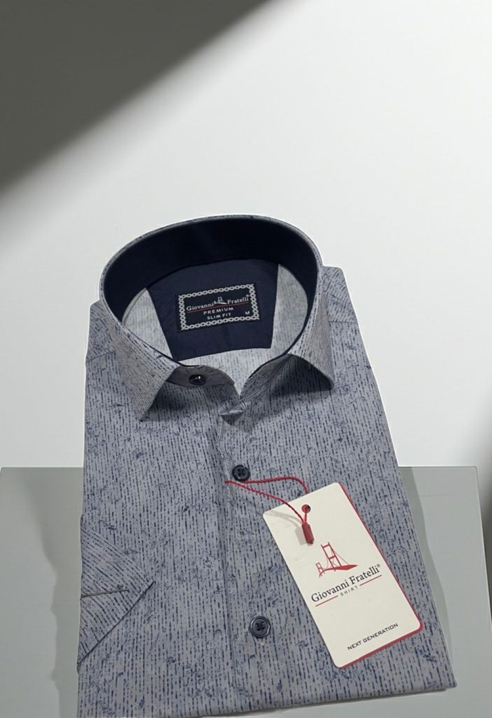Slim Fit Kısa Kol Desenli Sıcak Baskı Erkek Gömlek 3GMK321154006