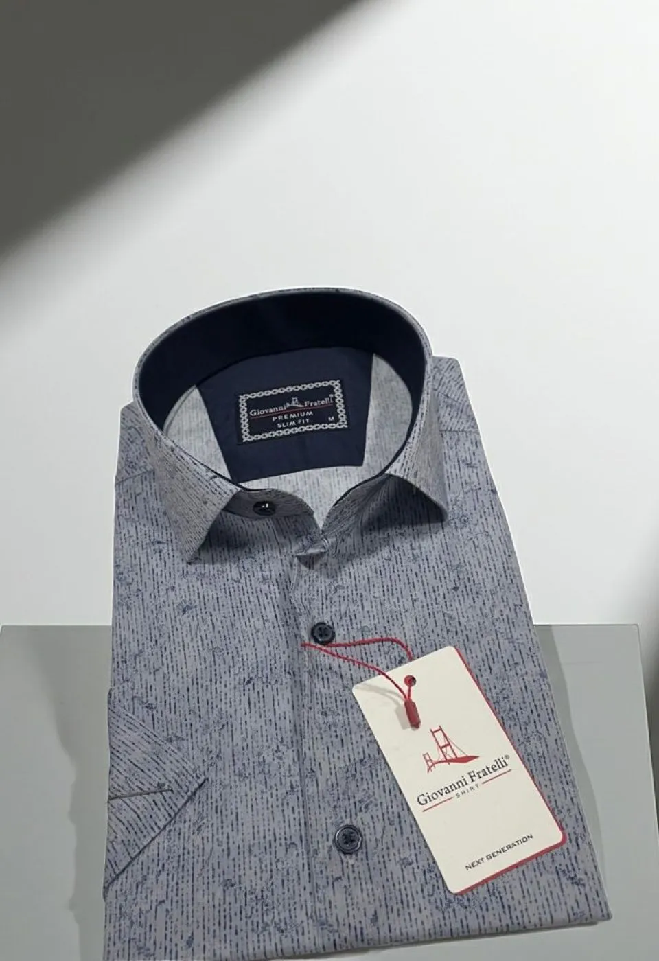 Slim Fit Kısa Kol Desenli Sıcak Baskı Erkek Gömlek 3GMK321154006