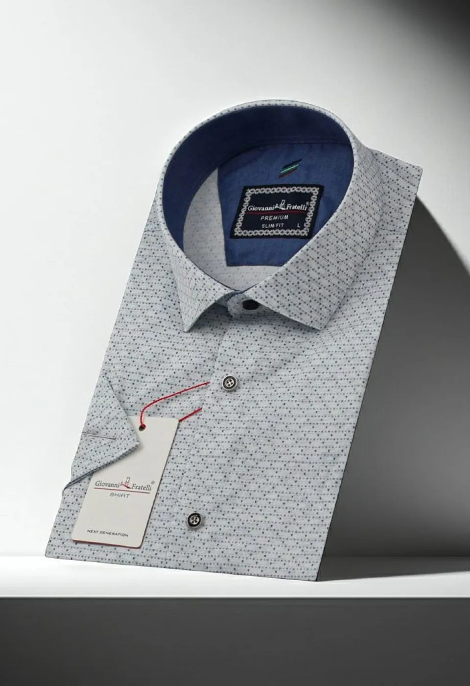 Slim Fit Kısa Kol Desenli Erkek Gömlek 3GMK311158004 - Giovanni Fratelli