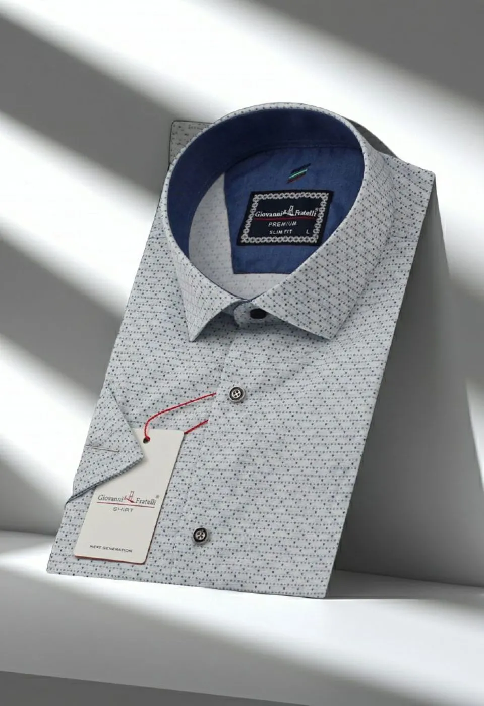 Slim Fit Kısa Kol Desenli Erkek Gömlek 3GMK311158004 - Giovanni Fratelli