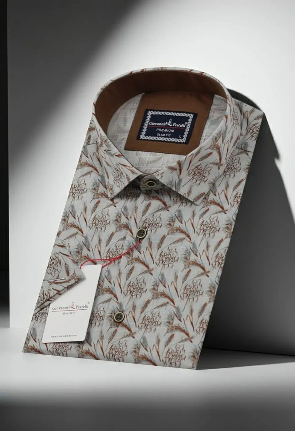 Slim Fit Kısa Kol Dijital Baskılı Desenli Erkek Gömlek 3GMK311166005