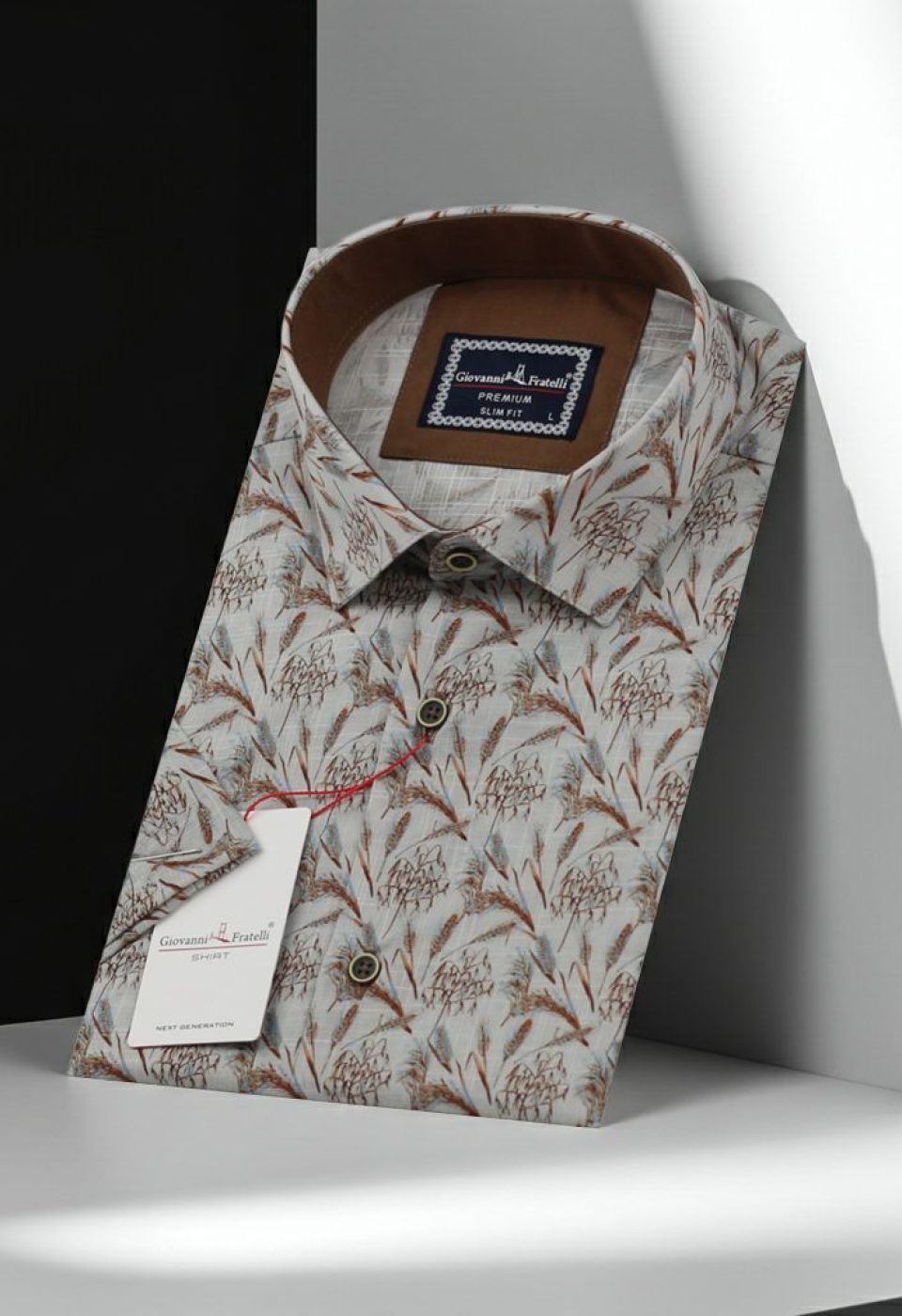 Slim Fit Kısa Kol Dijital Baskılı Desenli Erkek Gömlek 3GMK311166005