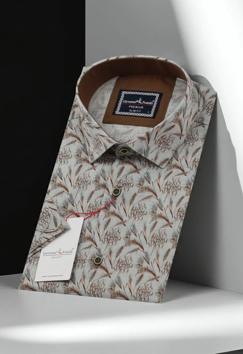 Slim Fit Kısa Kol Dijital Baskılı Desenli Erkek Gömlek 3GMK311166005