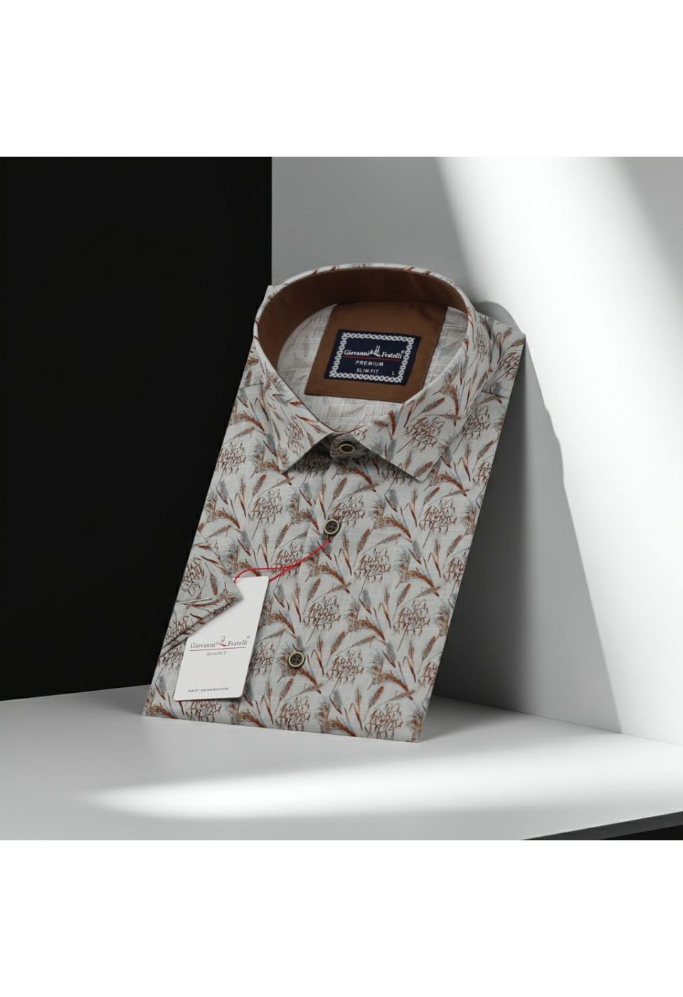 Slim Fit Kısa Kol Dijital Baskılı Desenli Erkek Gömlek 3GMK311166005 - Giovanni Fratelli
