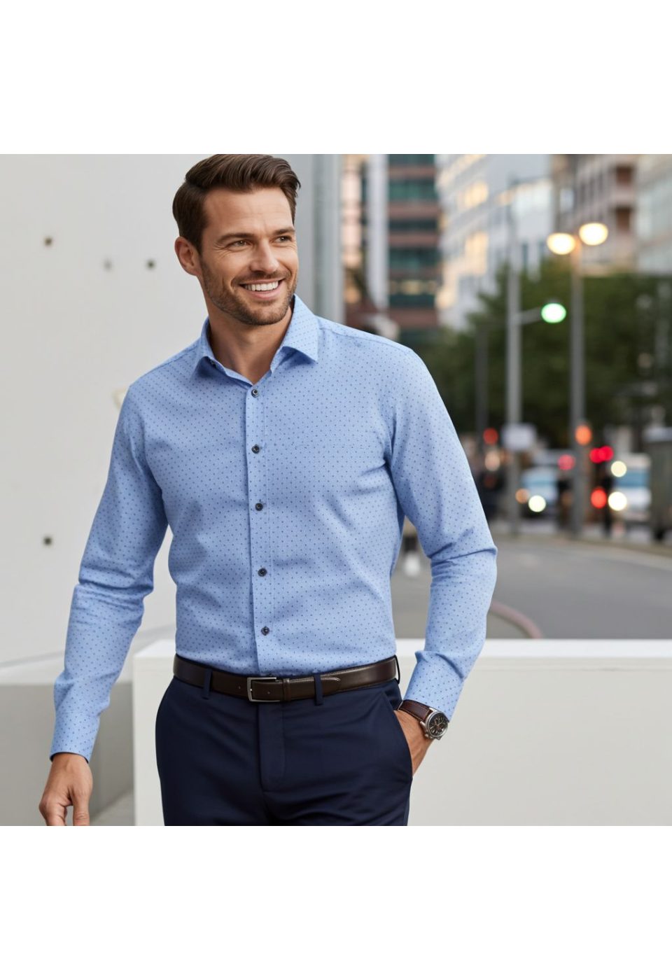 Slim Fit Uzun Kol Desenli Erkek Gömlek 3GMK321177005 - Giovanni Fratelli
