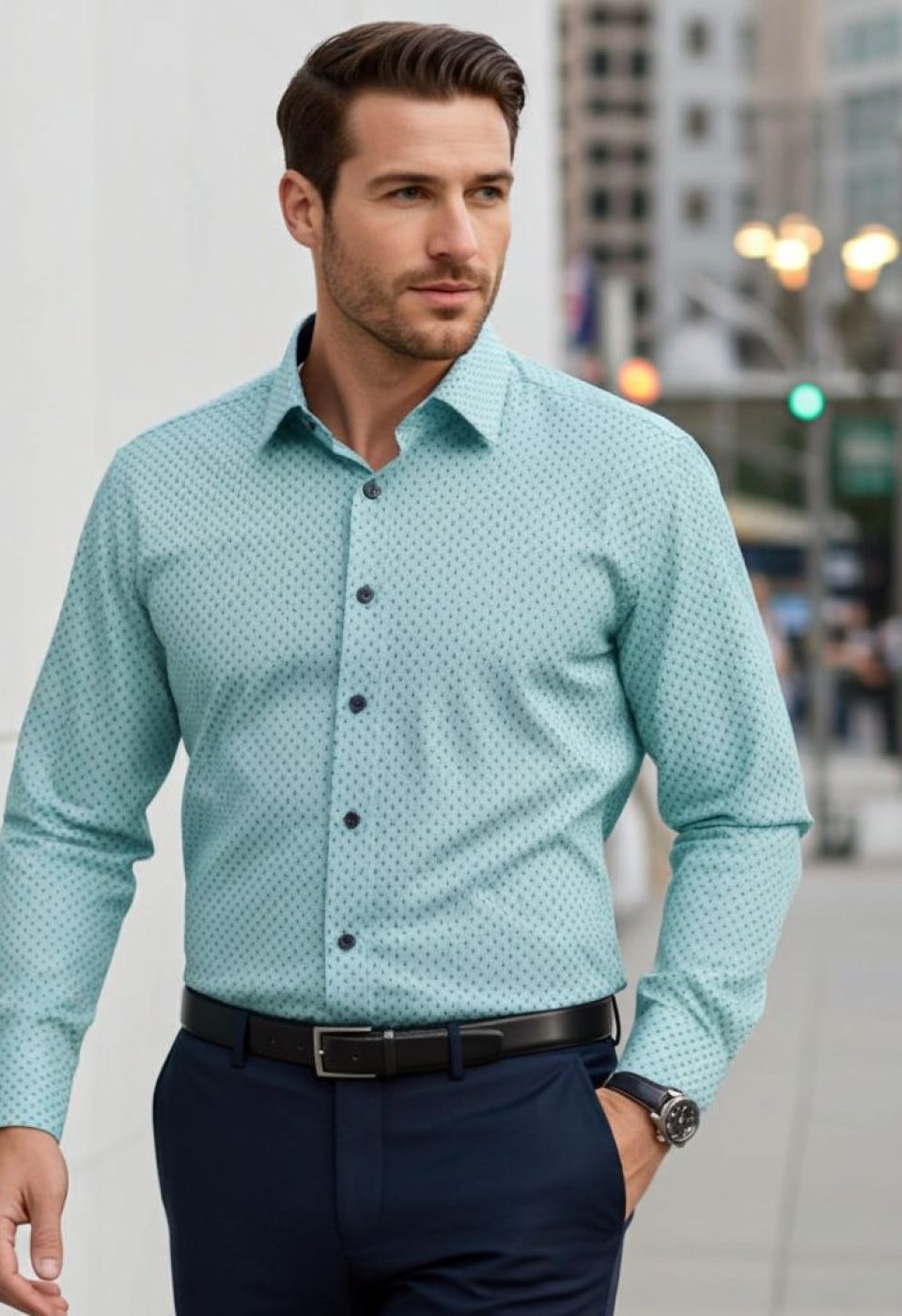 Slim Fit Uzun Kol Desenli Erkek Gömlek 3GMK321178007 - Giovanni Fratelli