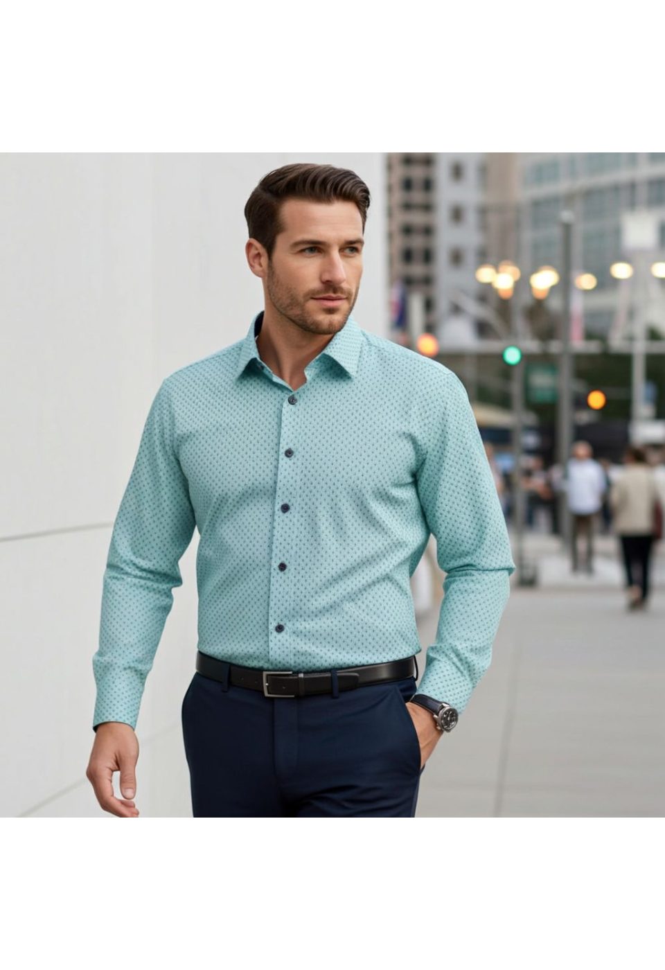Slim Fit Uzun Kol Desenli Erkek Gömlek 3GMK321178007 - Giovanni Fratelli