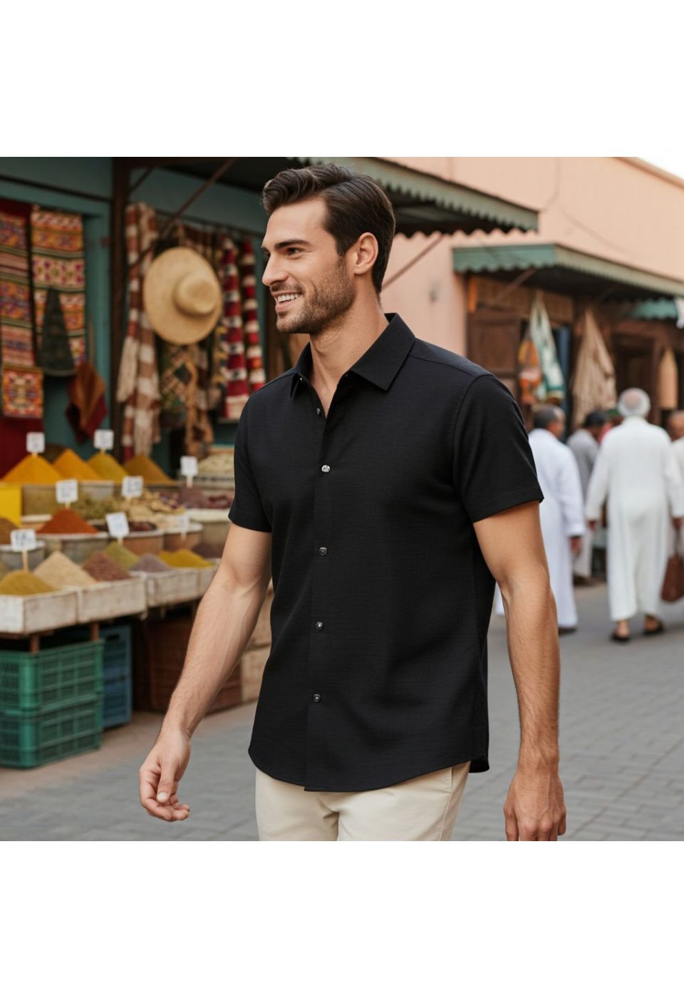 1171 CR K 009 Slim Fit Kısa Kol Düz Renk Erkek Gömlek 3GMK311171009 - Giovanni Fratelli