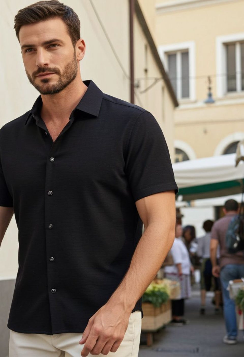 Slim Fit Kısa Kol Düz Renk Erkek Gömlek 3GMK311171009