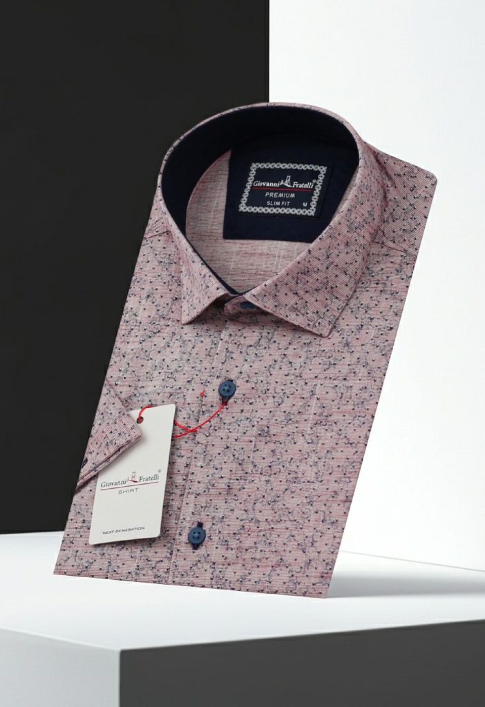 Slim Fit Kısa Kol Desenli Erkek Gömlek 3GMK311179003