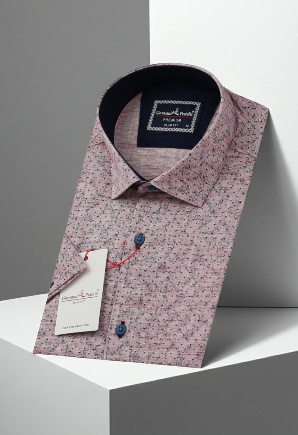 Slim Fit Kısa Kol Desenli Erkek Gömlek 3GMK311179003