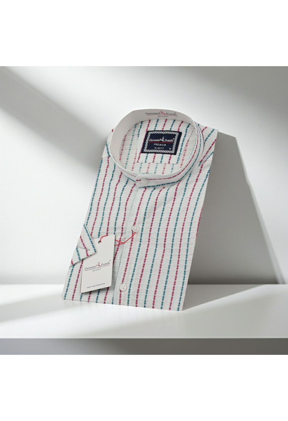 Slim Fit Kısa Kol Desenli Hakim Yaka Gofreli Erkek Gömlek 3GMK311187002 - Giovanni Fratelli