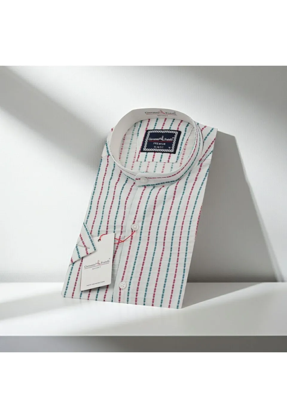 Slim Fit Kısa Kol Desenli Hakim Yaka Gofreli Erkek Gömlek 3GMK311187002 - Giovanni Fratelli
