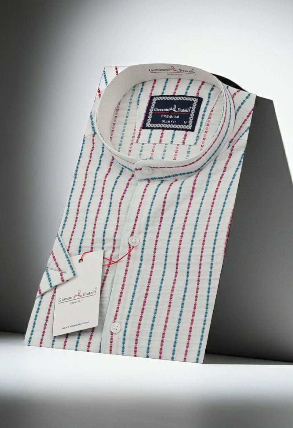 Slim Fit Kısa Kol Desenli Hakim Yaka Gofreli Erkek Gömlek 3GMK311187002