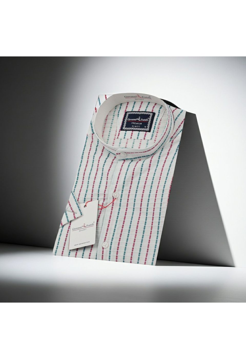 Slim Fit Kısa Kol Desenli Hakim Yaka Gofreli Erkek Gömlek 3GMK311187002 - Giovanni Fratelli