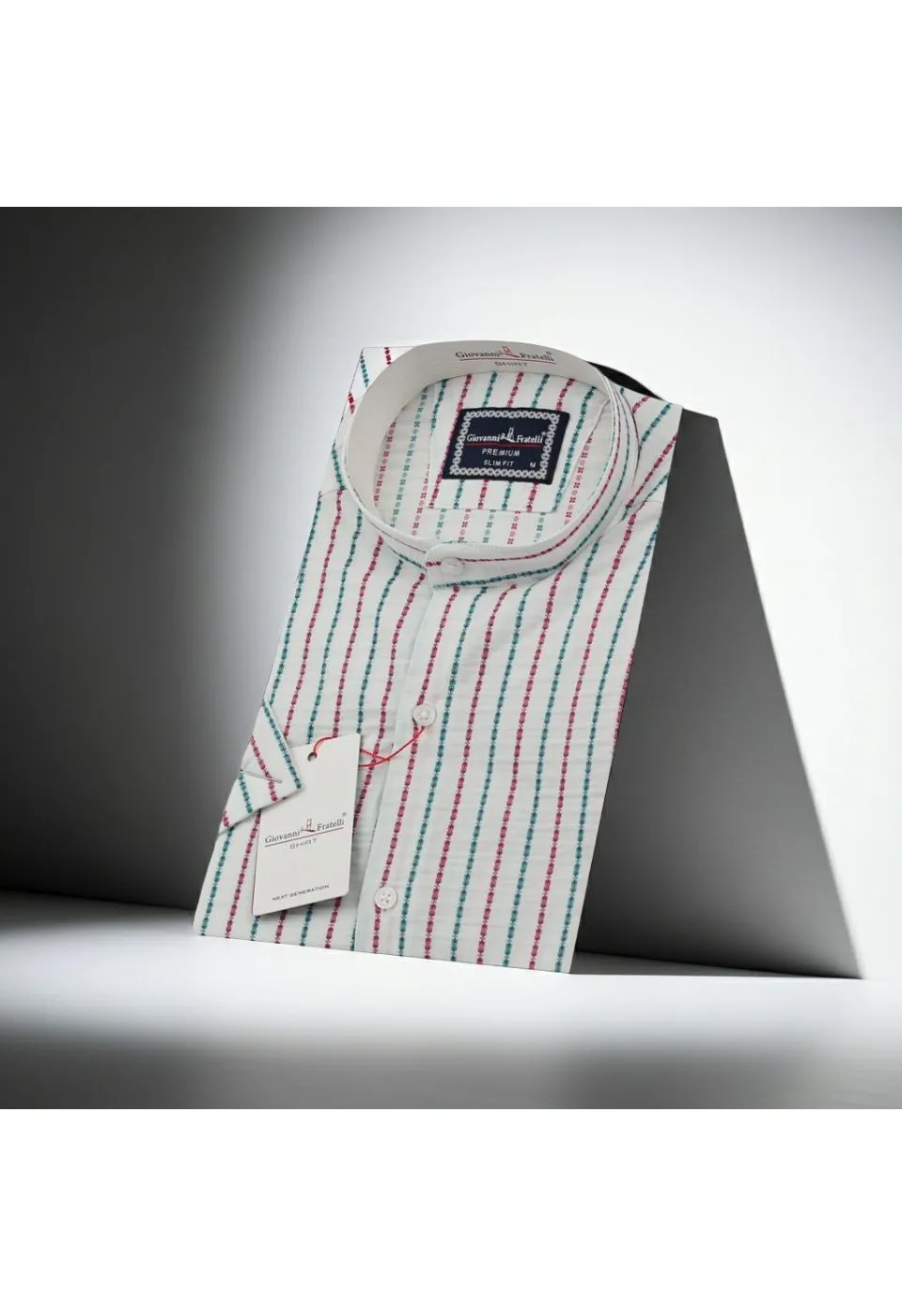 Slim Fit Kısa Kol Desenli Hakim Yaka Gofreli Erkek Gömlek 3GMK311187002 - Giovanni Fratelli