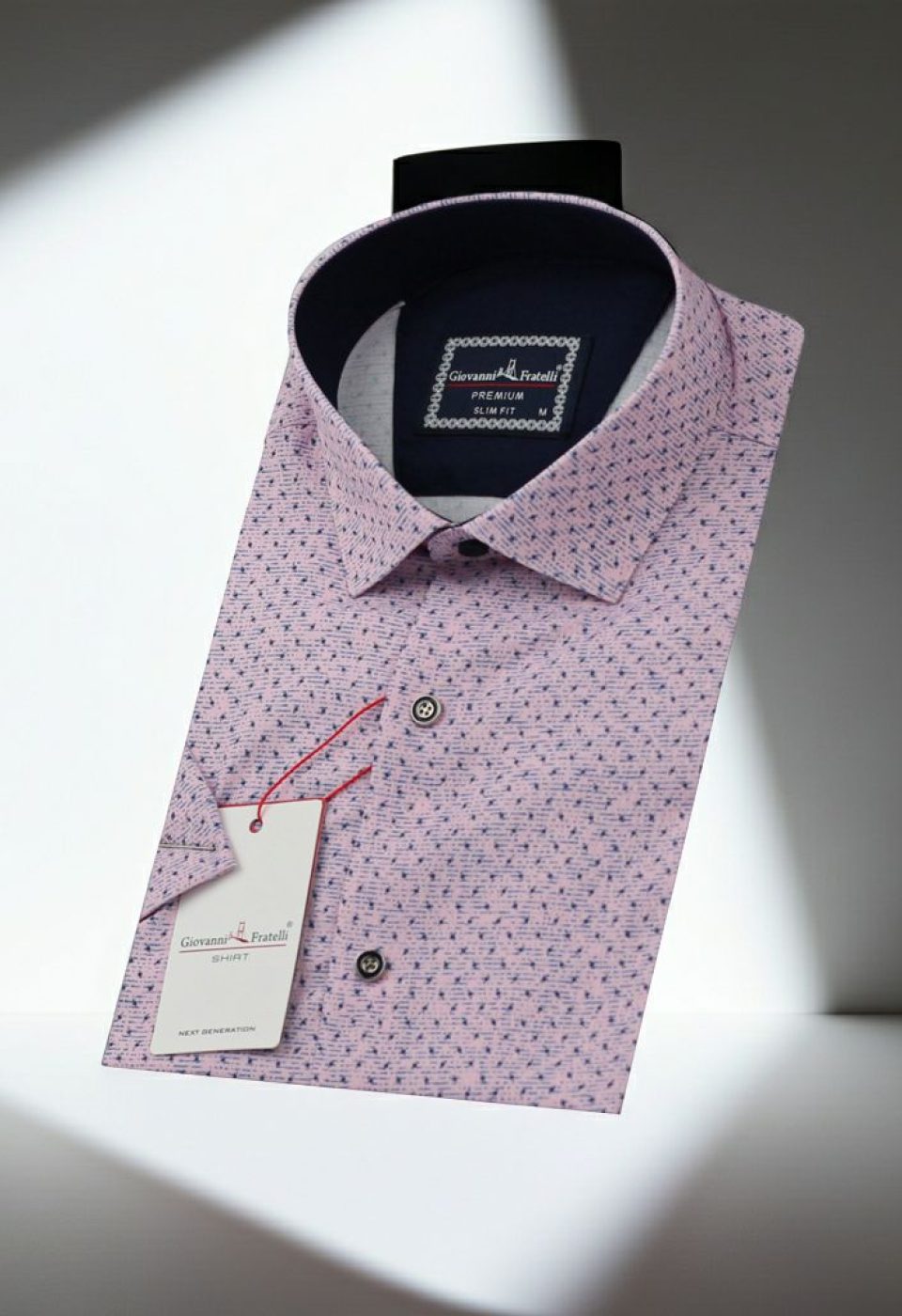 Slim Fit Kısa Kol Desenli Erkek Gömlek 3GMK311190004