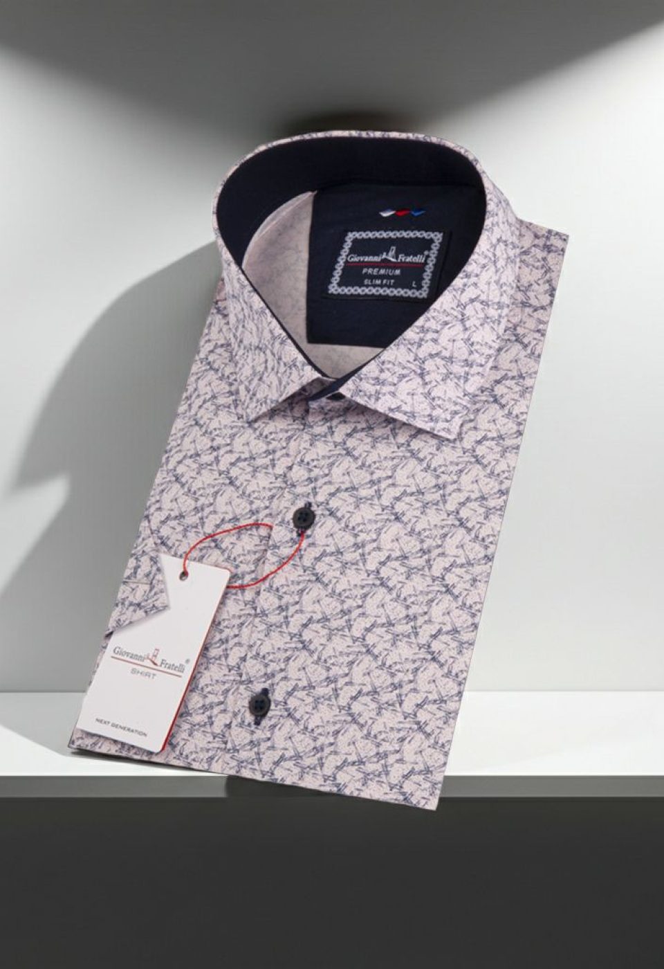 Slim Fit Kısa Kol Desenli Erkek Gömlek 3GMK311198002