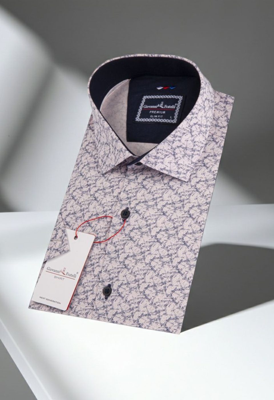 Slim Fit Kısa Kol Desenli Erkek Gömlek 3GMK311198002