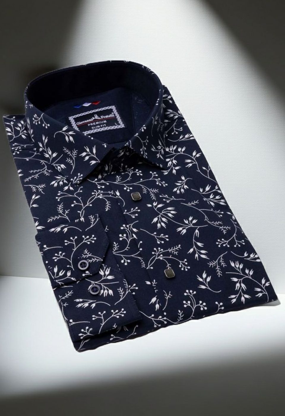 Slim Fit Uzun Kol Desenli Erkek Gömlek 3GMK321200005