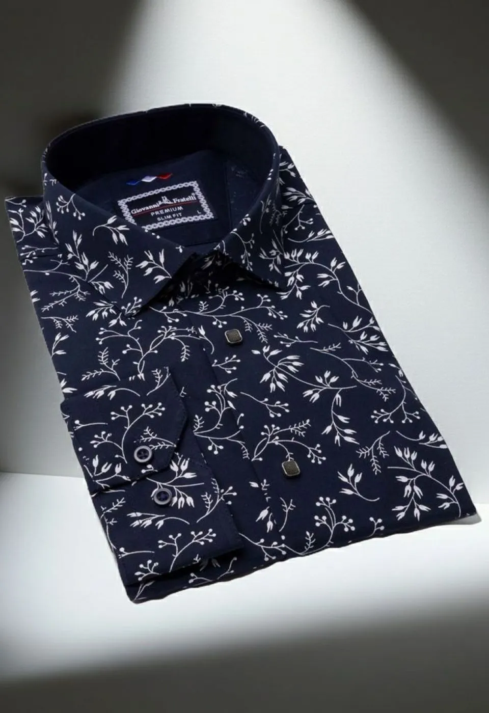 Slim Fit Uzun Kol Desenli Erkek Gömlek 3GMK311200005