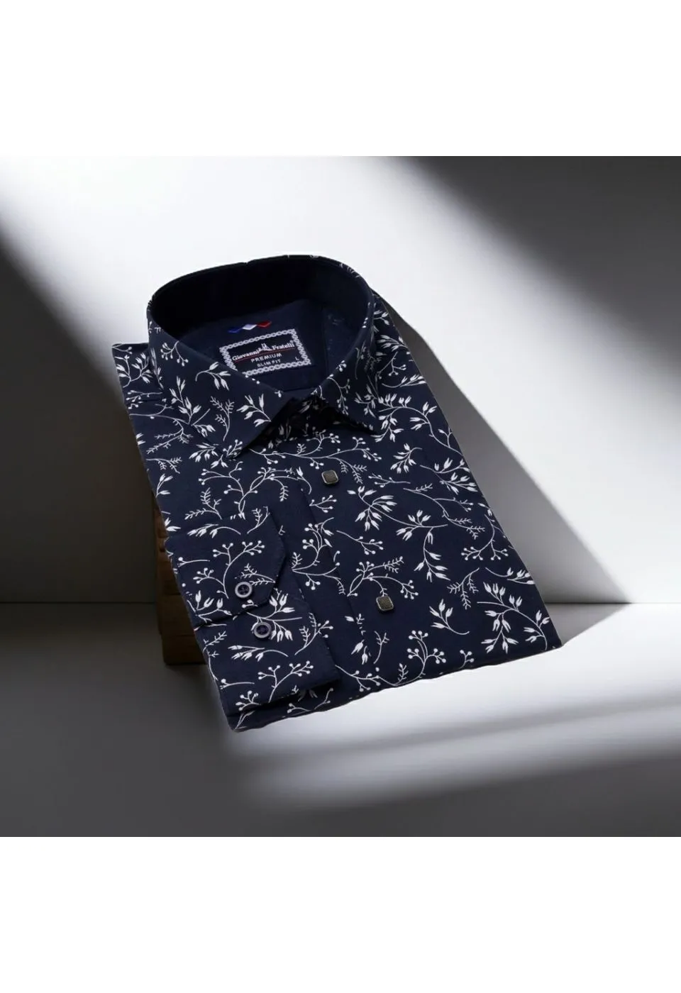 Slim Fit Uzun Kol Desenli Erkek Gömlek 3GMK311200005 - Giovanni Fratelli
