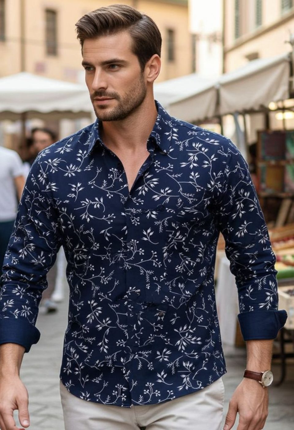 Slim Fit Uzun Kol Desenli Erkek Gömlek 3GMK321200005 - Giovanni Fratelli
