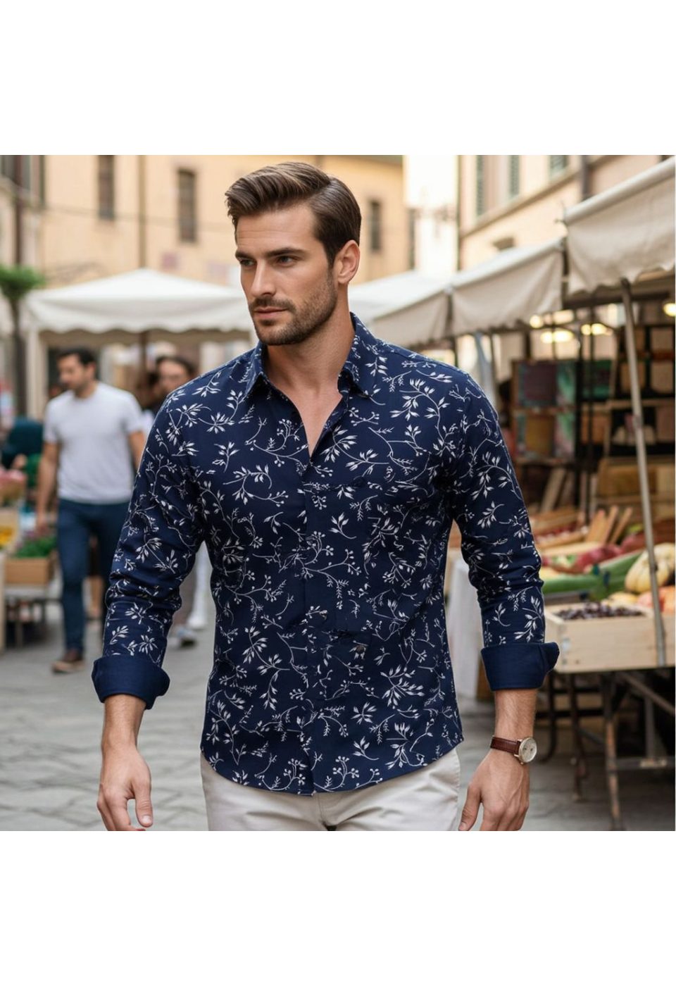 Slim Fit Uzun Kol Desenli Erkek Gömlek 3GMK321200005 - Giovanni Fratelli