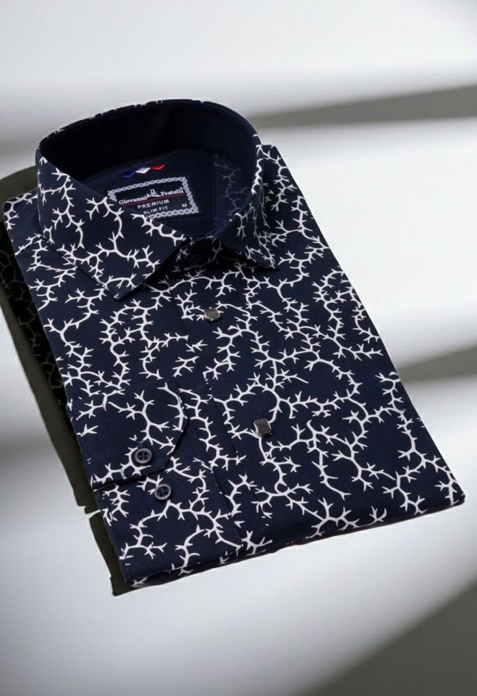 Slim Fit Uzun Kol Desenli Erkek Gömlek 3GMK311200006 - Giovanni Fratelli