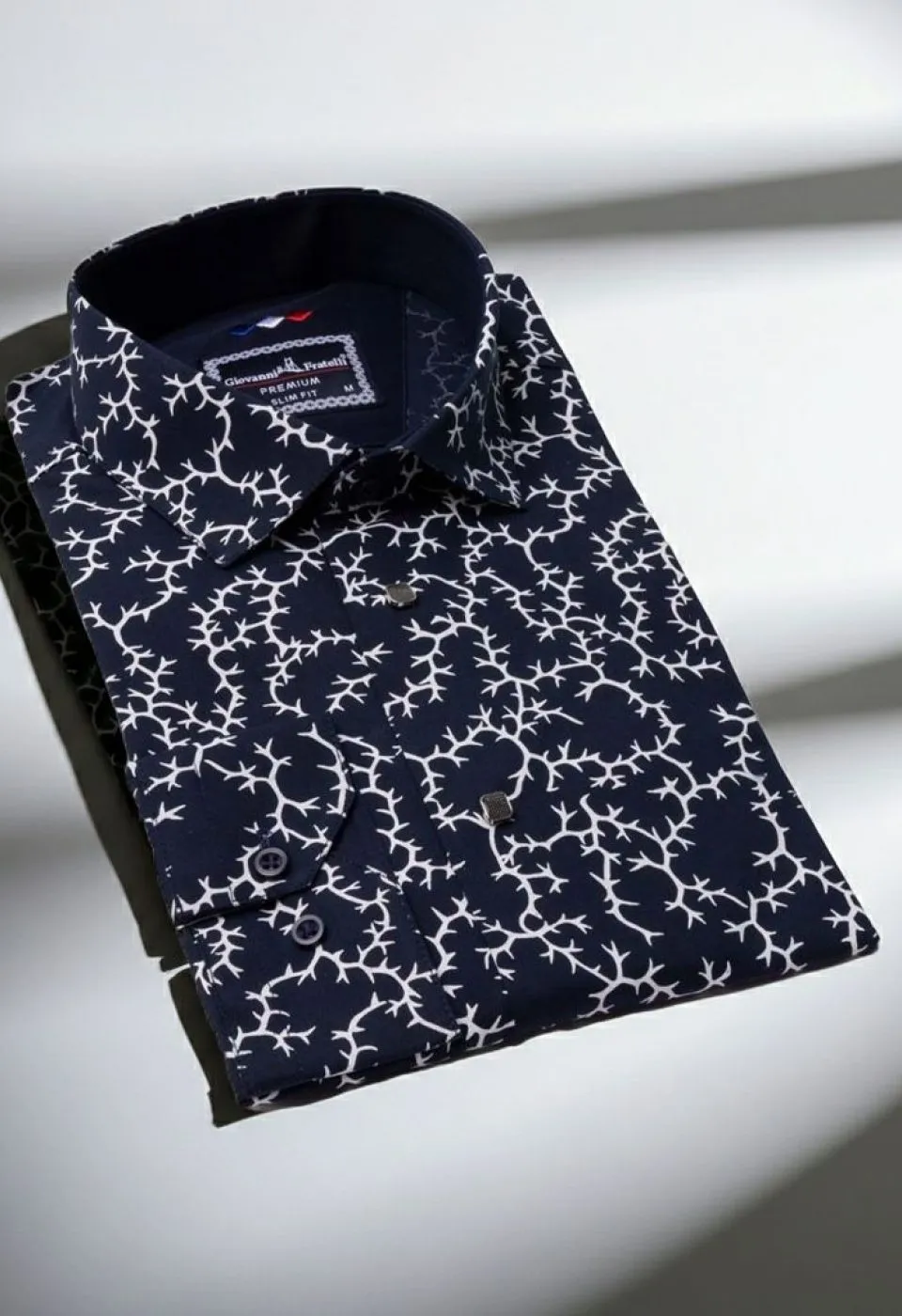 Slim Fit Uzun Kol Desenli Erkek Gömlek 3GMK311200006 - Giovanni Fratelli
