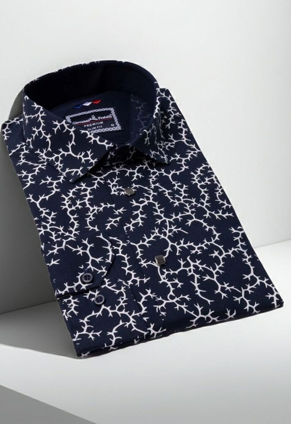 Slim Fit Uzun Kol Desenli Erkek Gömlek 3GMK311200006