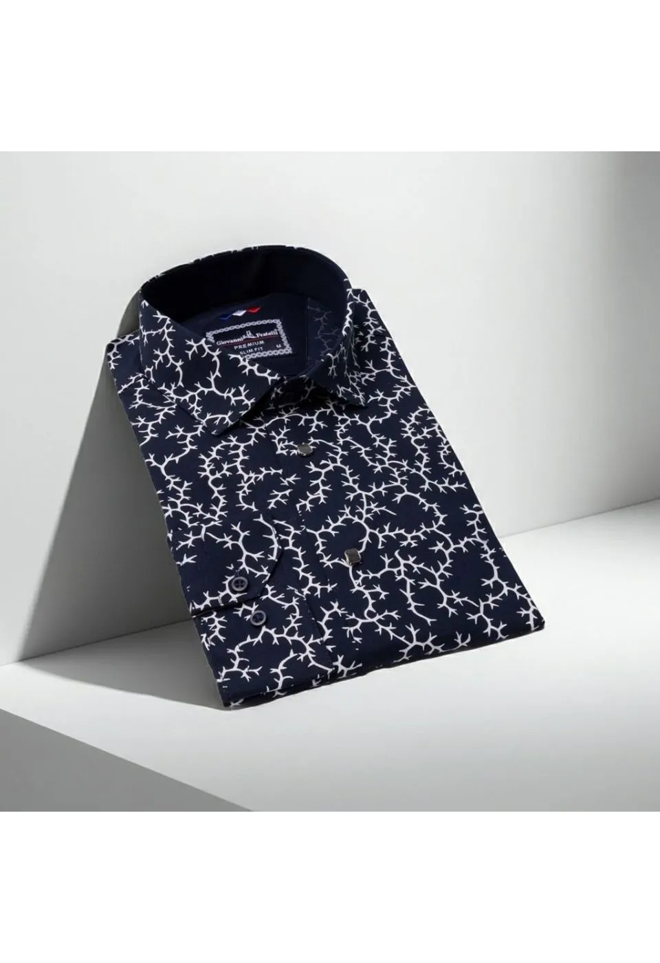Slim Fit Uzun Kol Desenli Erkek Gömlek 3GMK311200006 - Giovanni Fratelli