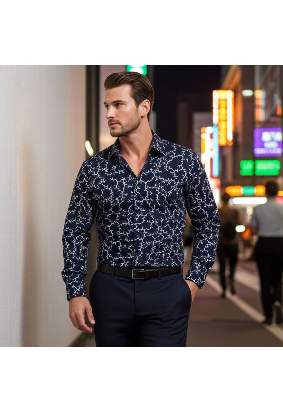 Slim Fit Uzun Kol Desenli Erkek Gömlek 3GMK311200006 - Giovanni Fratelli